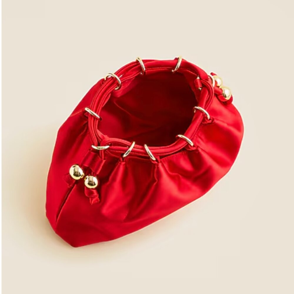 J.CREW Drawstring pouch bag in satin Radiant Ruby - Picture 2 of 8